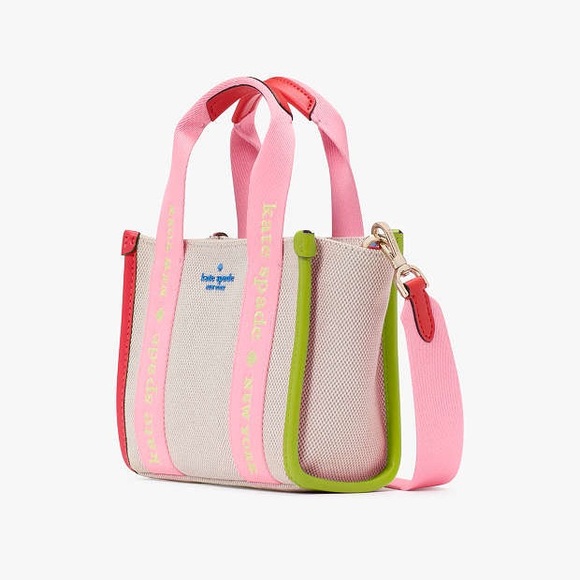 Kate Spade Kip Canvas Mini Tote Preppy Chic Dream Barbiecore resortwear coastal - Picture 4 of 14